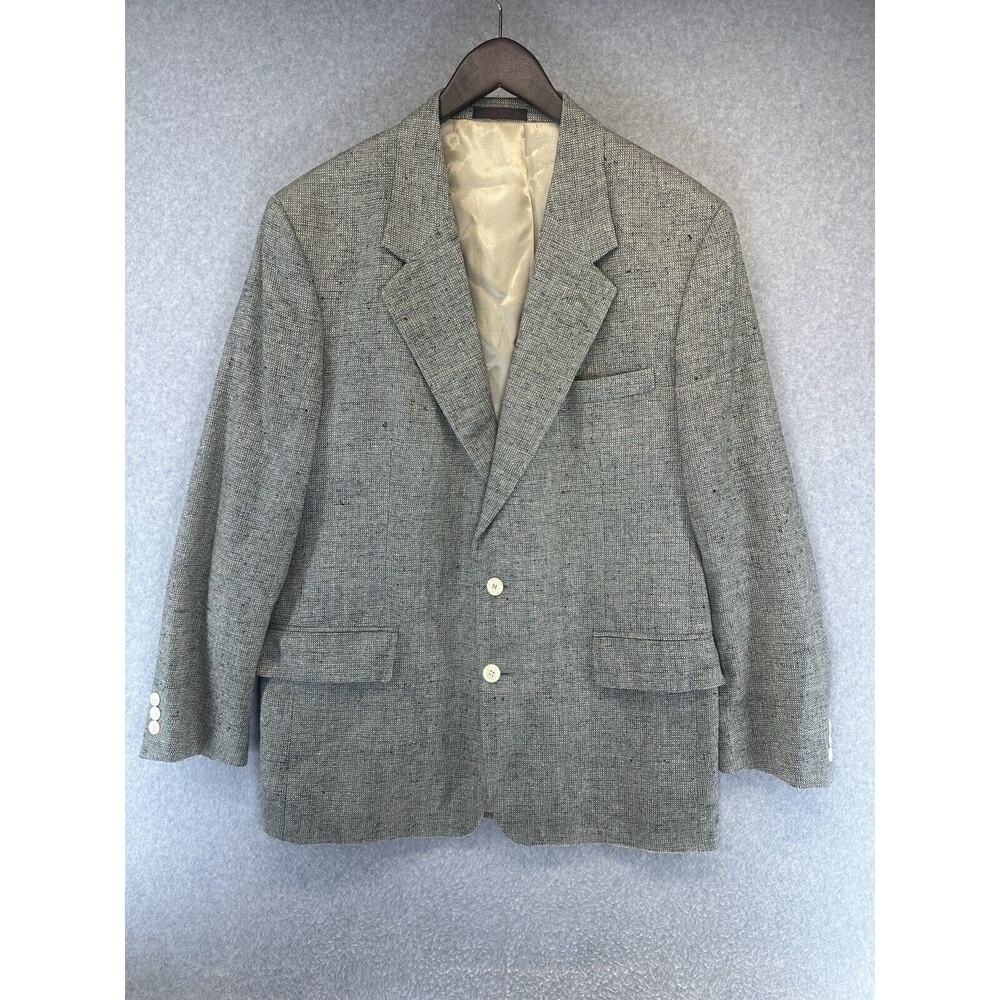 Vintage Mens Brown BOSTON TRADERS Tweed Blazer Jacket Sport Suit Coat Silk 42R